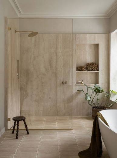 Bathroom with sanitaryware and wall finishes